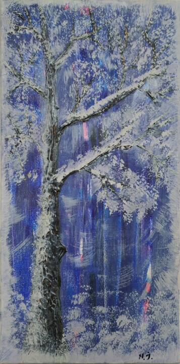 Pintura intitulada "Wood. Winter/Дерево…" por Natalia Ivanova, Obras de arte originais, Acrílico Montado em Armação em madei…
