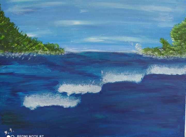 Картина под названием "Sea/Море" - Наталья Иванова, Подлинное произведение искусства, Акрил Установлен на Деревянная рама дл…
