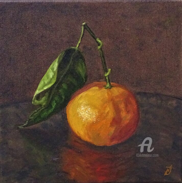 Malerei mit dem Titel "Die Mandarine" von Natalia Jelusic, Original-Kunstwerk, Öl