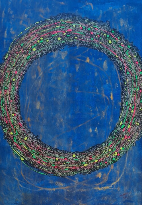 Painting titled "Pozitivity Ring" by Natalia Junasova, Original Artwork, Acrylic