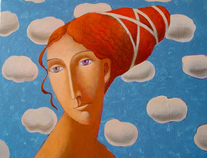 Painting titled "Aphrodite in the cl…" by Natalia Kaza, Original Artwork, Acrylic