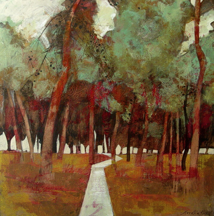 Peinture intitulée "Pines" par Natalia Kaza, Œuvre d'art originale, Acrylique