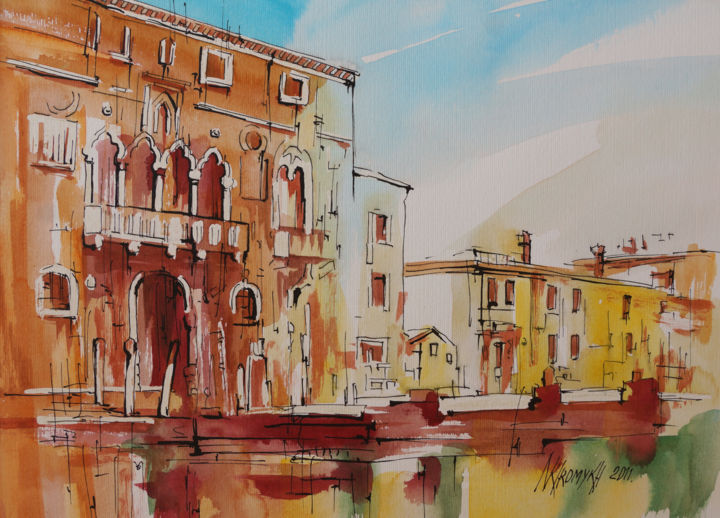Картина под названием "colori di Venezia" - Natalia-Khromykh, Подлинное произведение искусства, Акварель