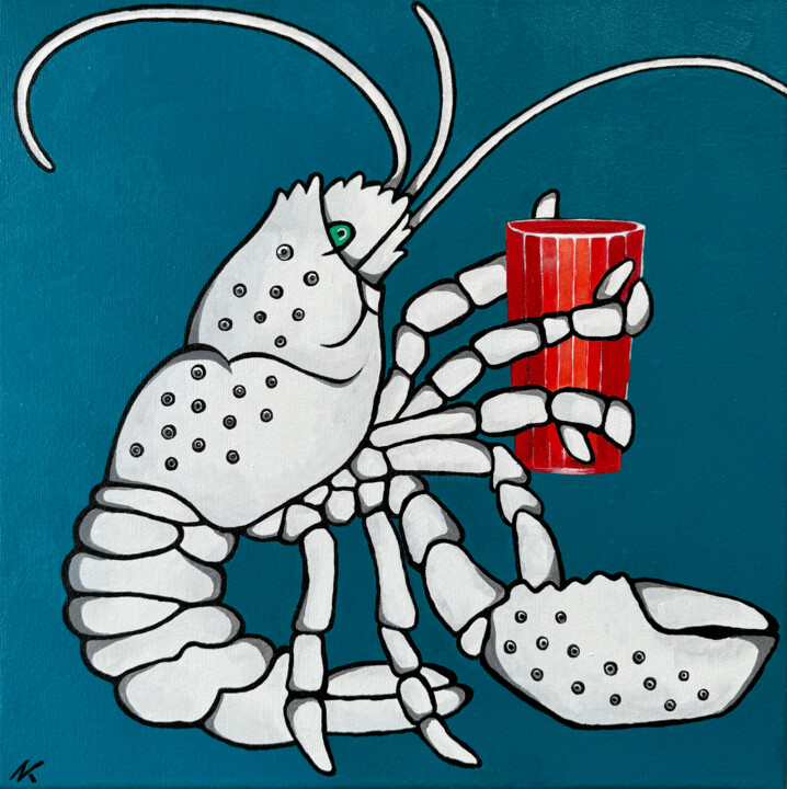 Painting titled "A lone lobster #3 (…" by Natalia Kludt, Original Artwork, Acrylic