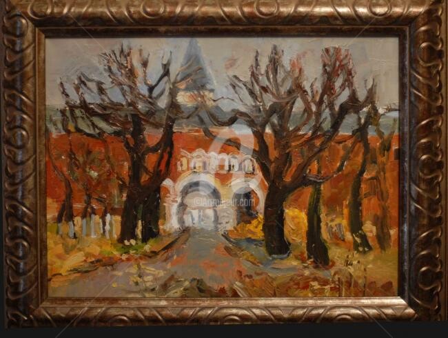 Painting titled "Монастырские ворота" by Natalia Kucherenko, Original Artwork, Oil