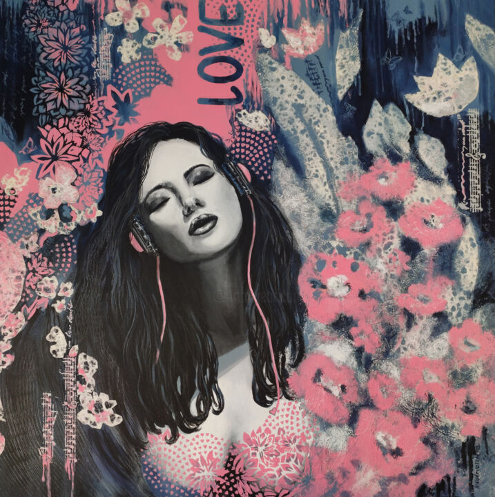 Painting titled "Love" by Natalia Kudryavtseva, Original Artwork, Collages