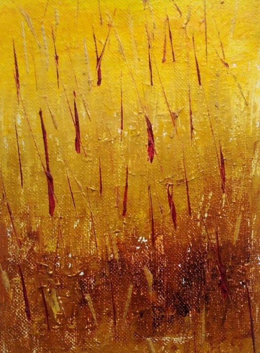 Картина под названием "Красный дождь" - Наталия Куропятникова, Подлинное произведение искусства, Масло