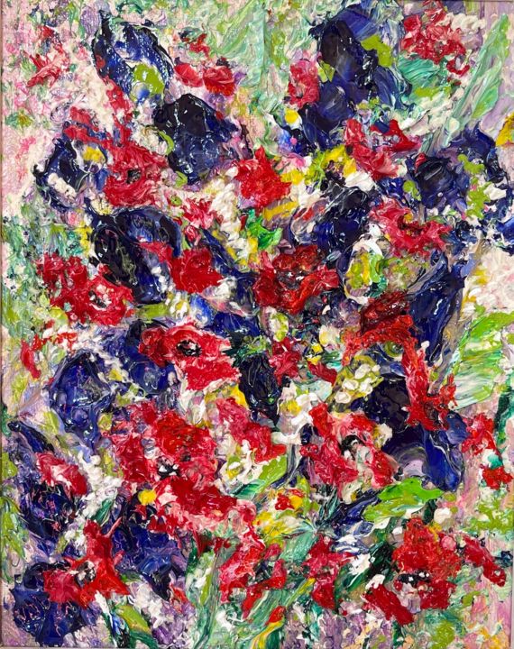 Painting titled "Poppies" by Natalia Kutova, Original Art, Acrylic