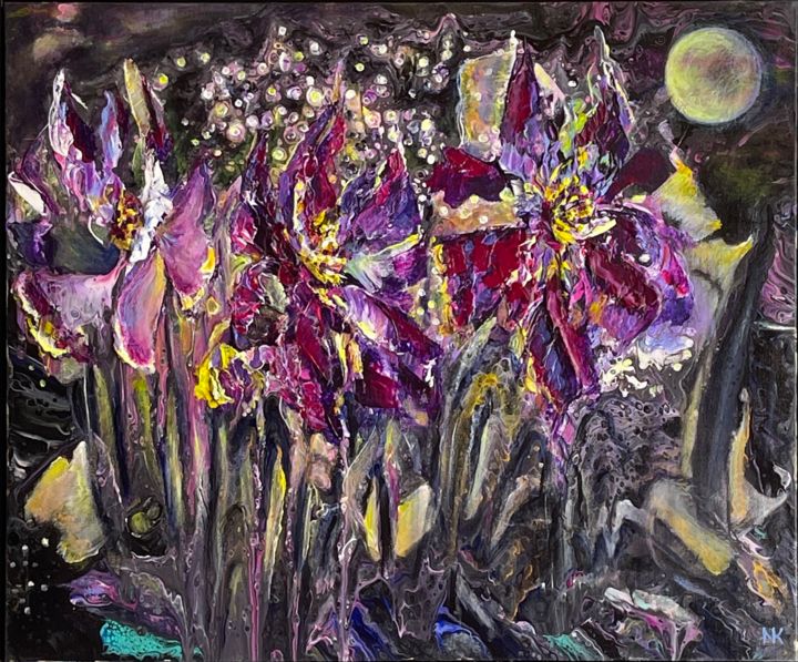 Painting titled "Starry Night" by Natalia Kutova, Original Art, Acrylic