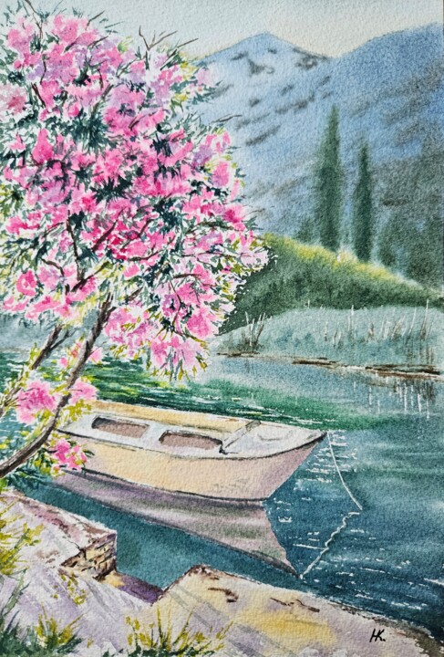 Peinture intitulée "Blooming mood" par Natalia Kuznetsova, Œuvre d'art originale, Aquarelle