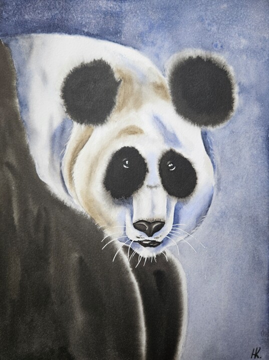 Pintura intitulada "Panda" por Natalia Kuznetsova, Obras de arte originais, Aquarela