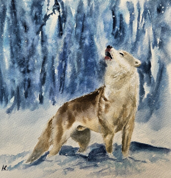 "Northern husky" başlıklı Tablo Natalia Kuznetsova tarafından, Orijinal sanat, Suluboya