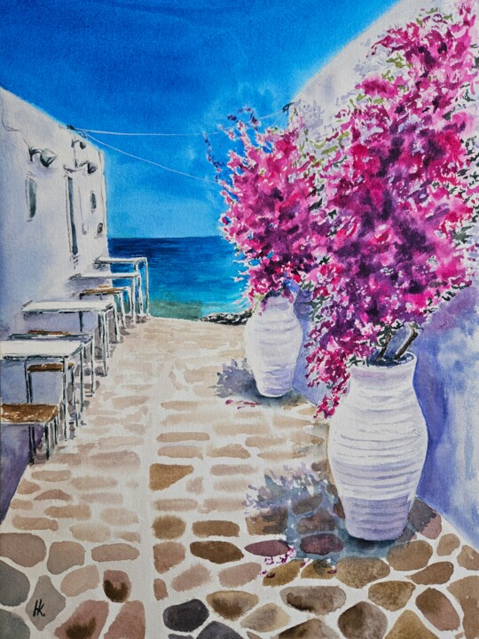 Painting titled "By the sea, by the…" by Natalia Kuznetsova, Original Artwork, Watercolor