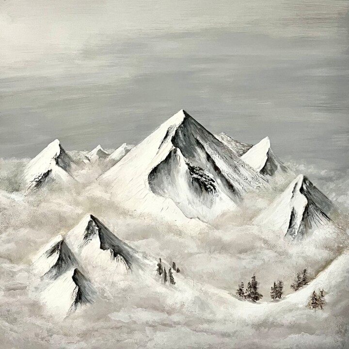 Pintura intitulada "Mountains above the…" por Natalia Lobanova, Obras de arte originais, Acrílico