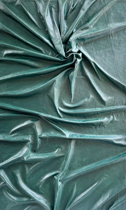 Painting titled "Emerald" by Natalia Lobanova, Original Artwork, Fabric