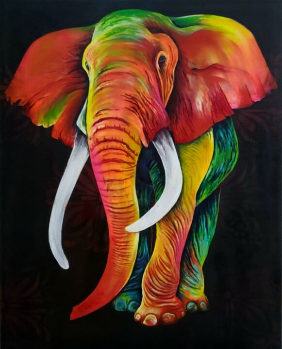 Pintura intitulada "Elefantina" por Natalia Martinez (NatiConda ART), Obras de arte originais, Acrílico