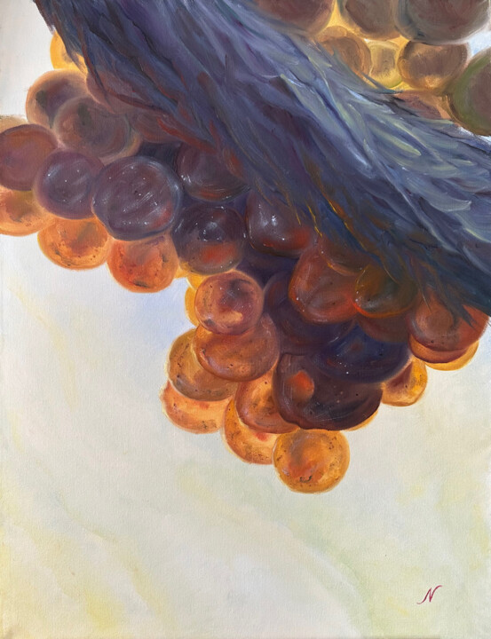 Картина под названием "Ripe grape" - Natalia Mikhaylina, Подлинное произведение искусства, Масло Установлен на Деревянная па…