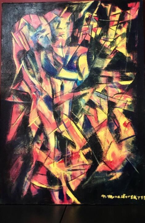 Painting titled "Les danseurs de tan…" by Natalia Monastersky, Original Artwork, Acrylic
