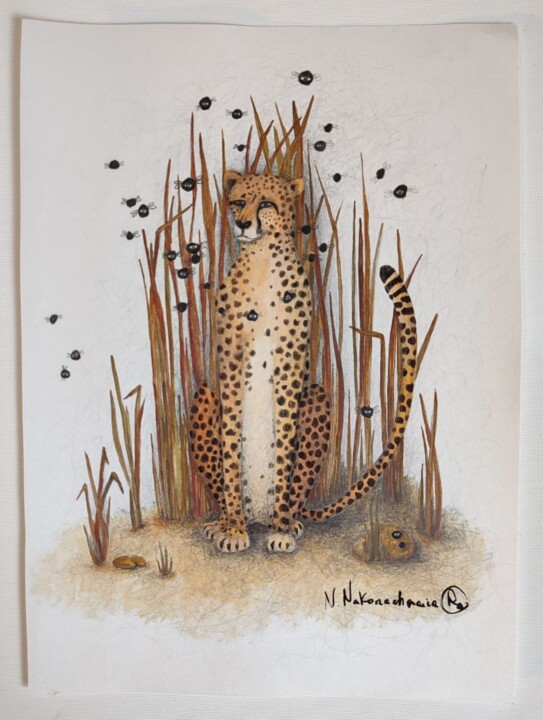 Dessin intitulée "savanna eyes" par Natalia Nakonechnaia, Œuvre d'art originale, Acrylique