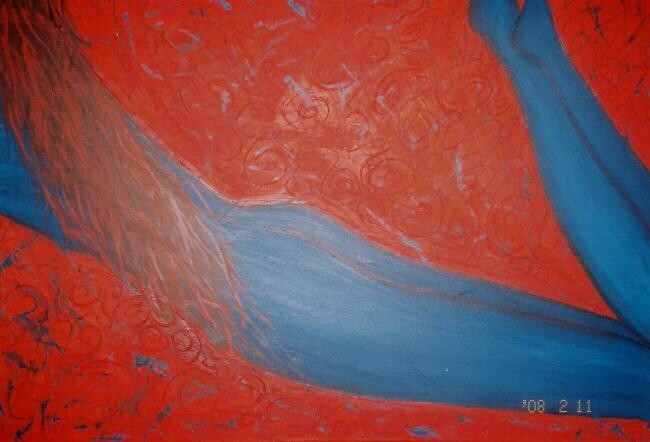 Painting titled ""Fondo Rojo, Figura…" by Natalia Quiroga, Original Artwork