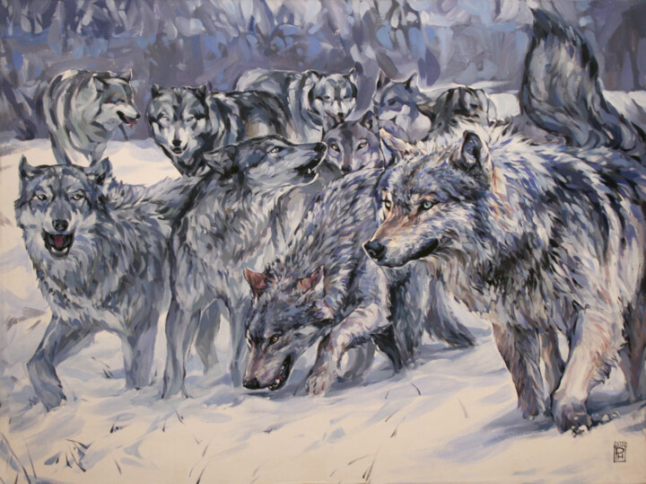 Painting titled "Leader of the pack" by Natalia Rezanova, Original Artwork, Acrylic