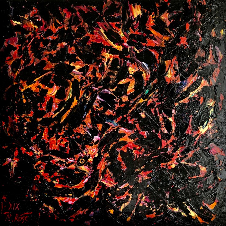 Картина под названием "Firebird" - Natalia Rose, Подлинное произведение искусства, Акрил Установлен на Деревянная рама для н…