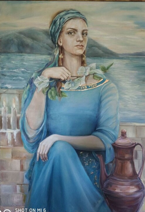 Painting titled "BELLA" by Natalia Rudnitskiy, Original Artwork, Oil Mounted on Wood Stretcher frame
