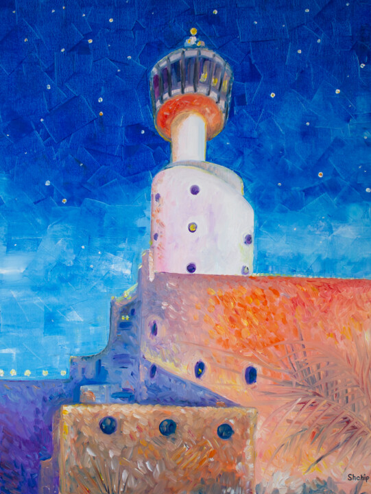 Painting titled "The tower of the Na…" by Natalia Shchipakina, Original Artwork, Oil Mounted on Wood Stretcher frame