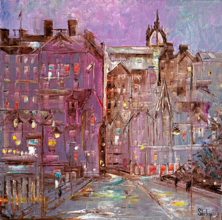 Pintura titulada "Edinburgh" por Natalia Shchipakina, Obra de arte original, Oleo Montado en Bastidor de camilla de madera