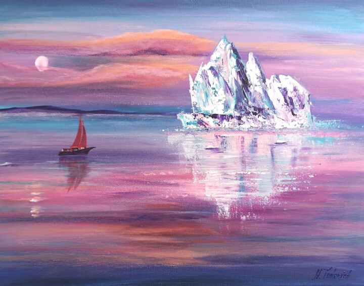 Peinture intitulée ""Paradise Iceberg"" par Natalia Toderica, Œuvre d'art originale, Acrylique