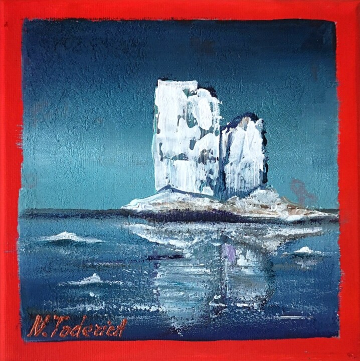 Painting titled "Red Book: Iceberg #8" by Natalia Toderica, Original Artwork, Acrylic
