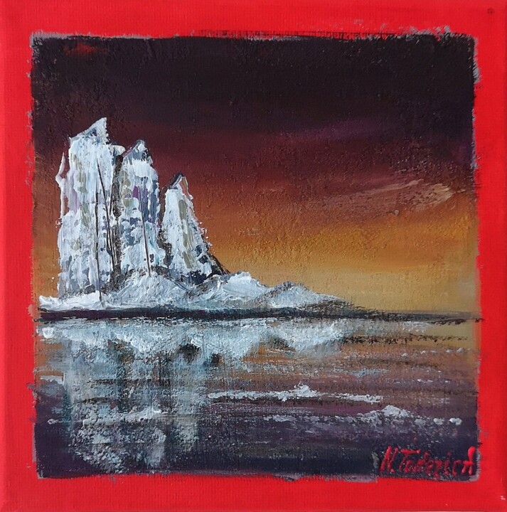 Malerei mit dem Titel "Red Book: Iceberg #…" von Natalia Toderica, Original-Kunstwerk, Acryl