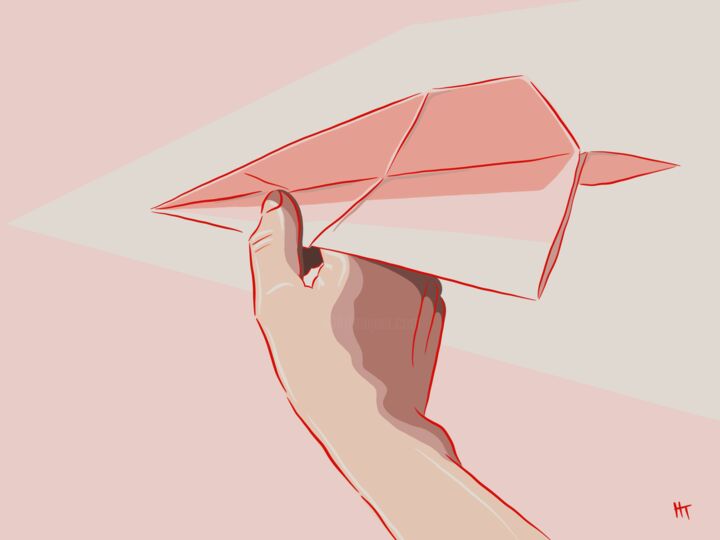Цифровое искусство под названием "Pink plane" - Natalia Tremasova, Подлинное произведение искусства, Цифровая живопись