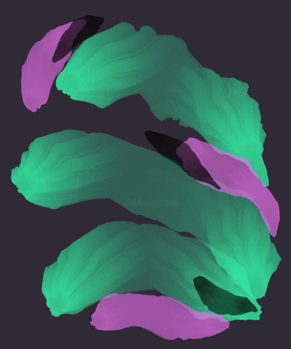 Digital Arts titled "Abstract Green seaw…" by Natalia Tremasova, Original Artwork, Digital Painting