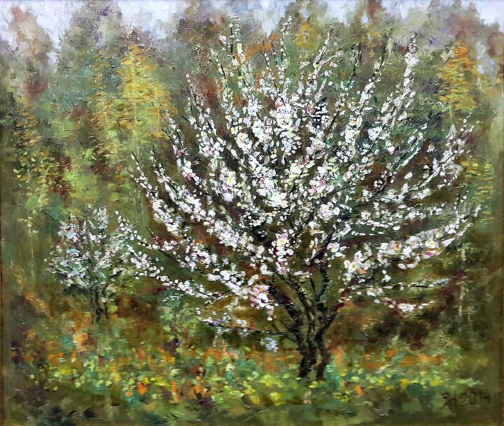 Peinture intitulée "The scent of spring" par Natalia Yakorieva, Œuvre d'art originale, Huile