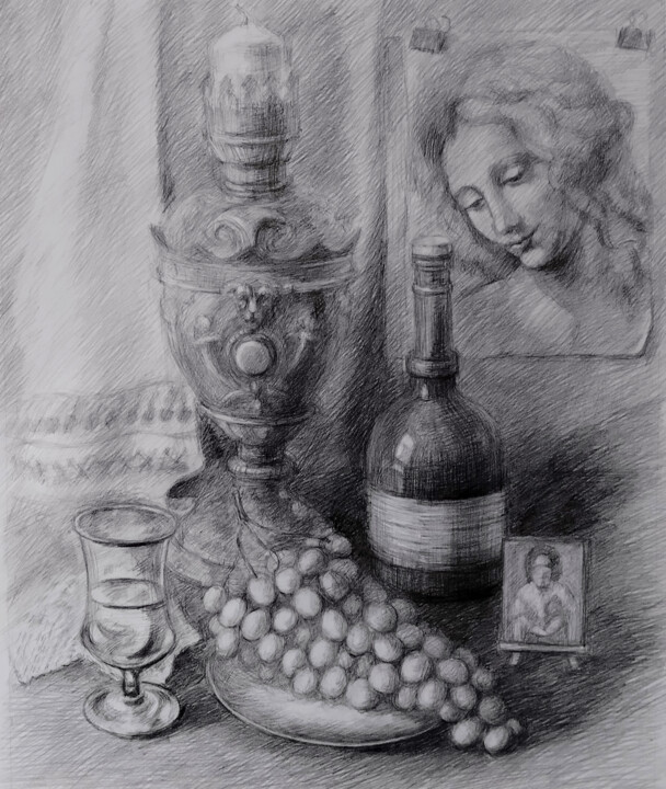 Drawing titled "Christmas Still Lif…" by Natalia Yakorieva, Original Artwork, Pencil