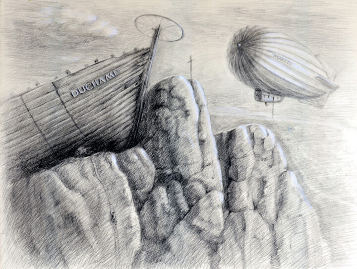 Dibujo titulada "Evacuation" por Natalia Yakorieva, Obra de arte original, Lápiz