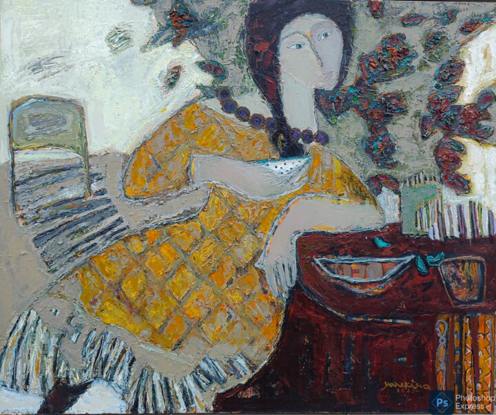 Painting titled "Noonday" by Natalia Yanekina, Original Artwork, Oil Mounted on Wood Panel