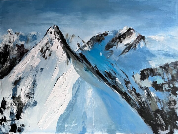 Painting titled "Mountains painting…" by Natalia Yangalycheva, Original Artwork, Acrylic