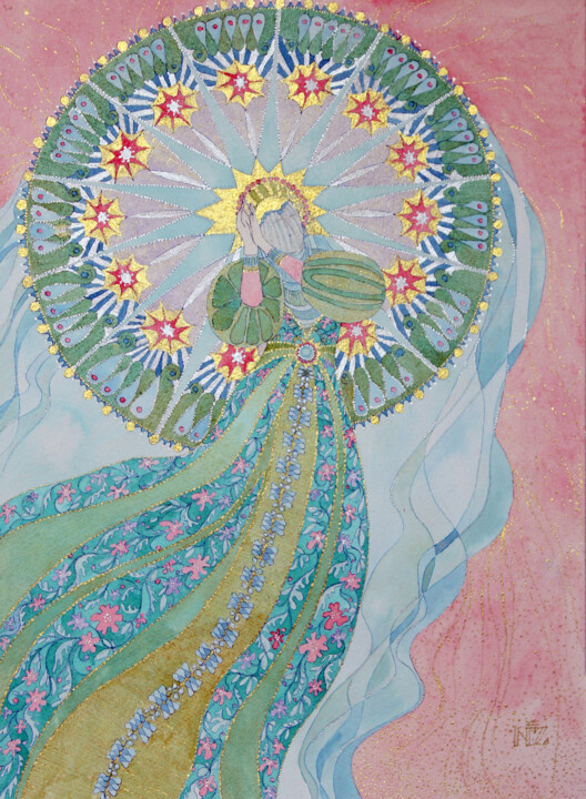 Pittura intitolato "SpringBride" da Natalia Zarali, Opera d'arte originale, Inchiostro