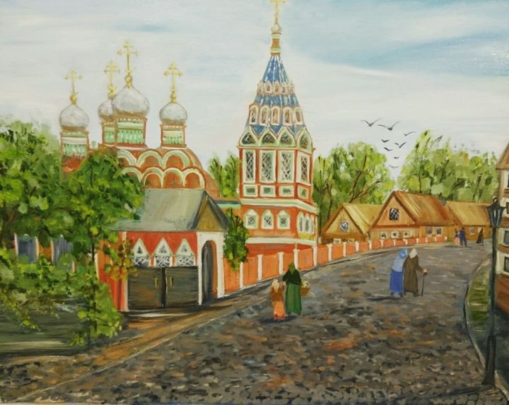 Painting titled "Моя Москва" by Nata Vladimirskaia, Original Artwork, Oil