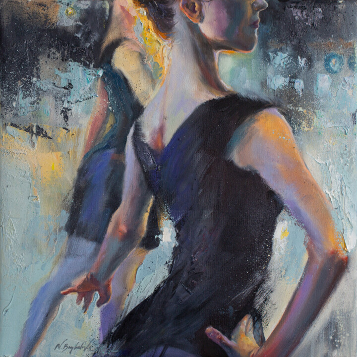 Painting titled ""Ballet №3"" by Natalia Baykalova, Original Artwork, Oil Mounted on Wood Stretcher frame