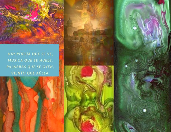 Collages titled "Galaxia que cabe en…" by Natalia Fernández Díaz, Original Artwork, Digital Painting