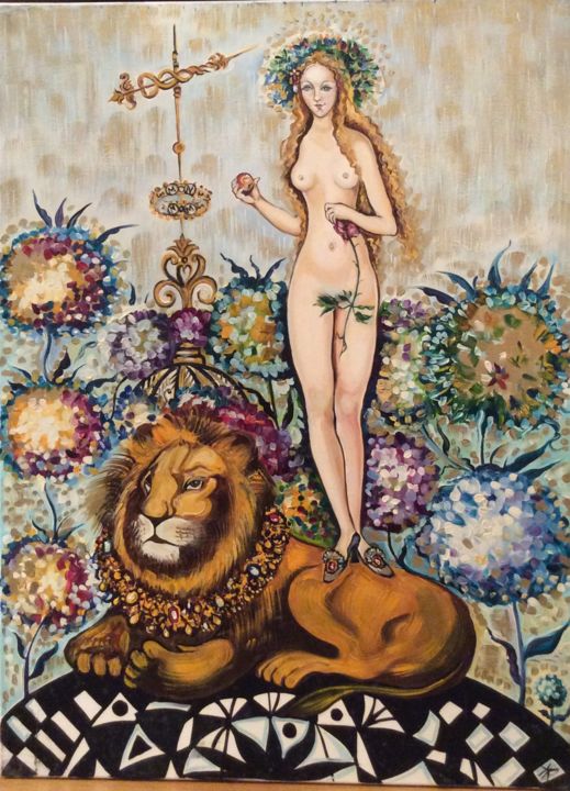 Peinture intitulée "Au Jardin d’Eden" par Natalia Karpova, Œuvre d'art originale, Huile