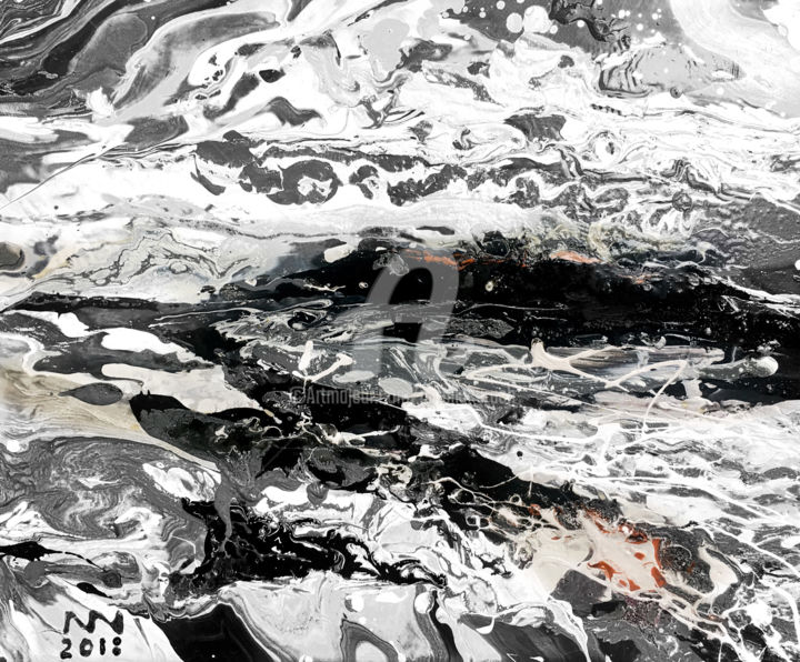 Malerei mit dem Titel "landscape black whi…" von Natalia Kuruch, Original-Kunstwerk, Acryl