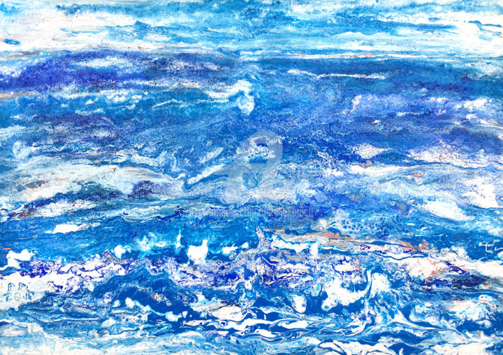 Painting titled "Blue sea" by Natalia Kuruch, Original Artwork, Acrylic