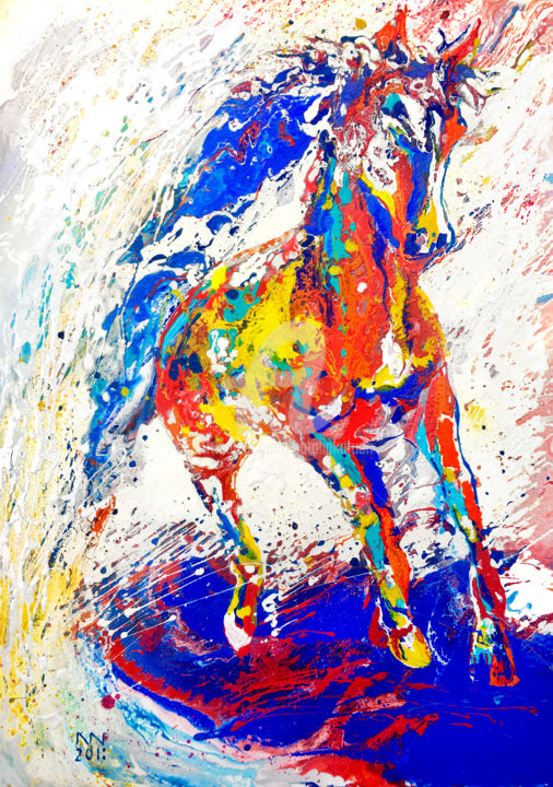 Painting titled "ART Poney" by Natalia Kuruch, Original Artwork, Acrylic