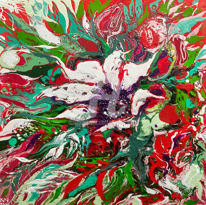 Pittura intitolato "art flowers.jpg" da Natalia Kuruch, Opera d'arte originale, Acrilico