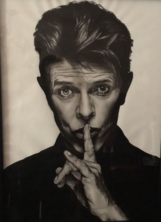 Drawing titled "David Bowie" by Natalia Mateo, Original Artwork, Pencil