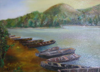 "River" başlıklı Tablo Natalija Pantović tarafından, Orijinal sanat, Petrol